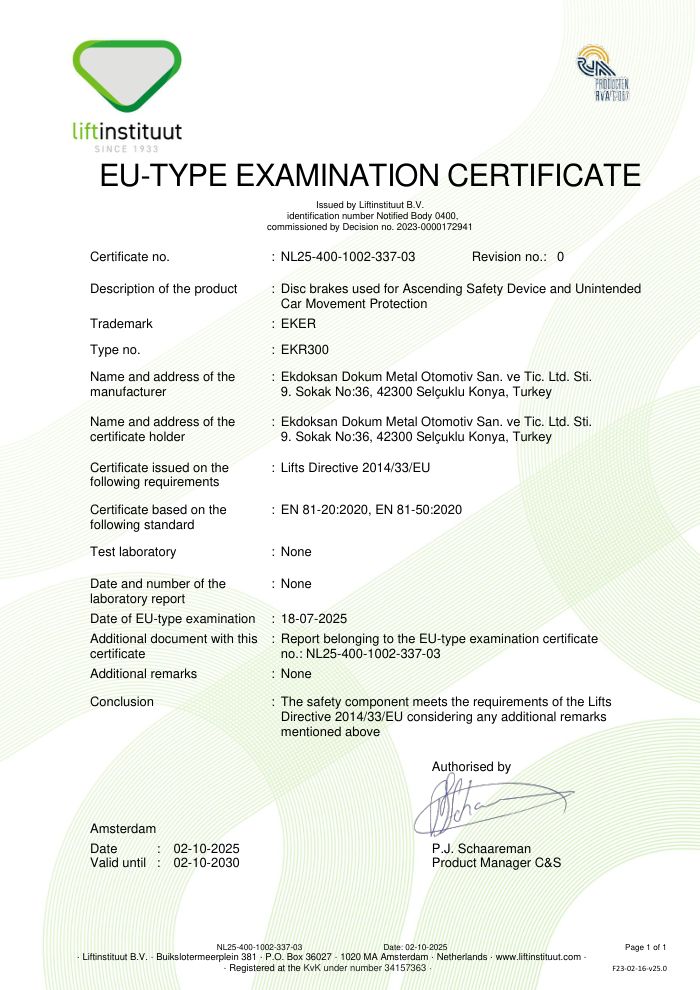 EU-Type Examination Certificate - EKR300