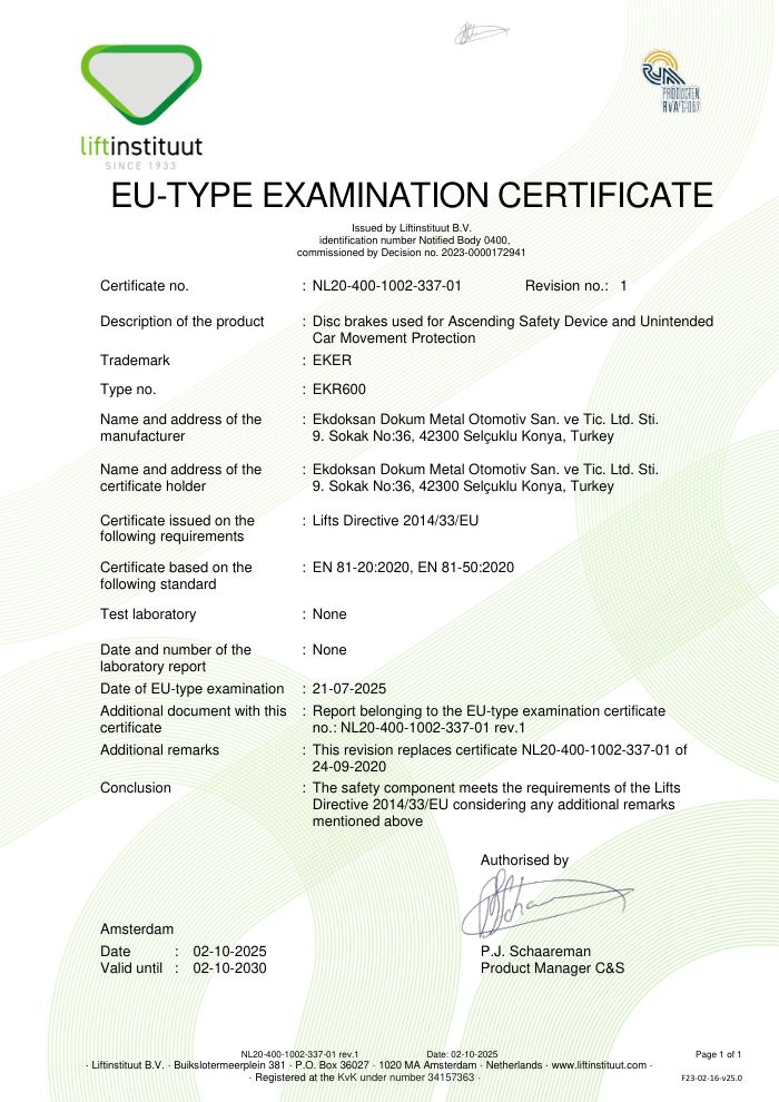 EU-Type Examination Certificate - EKR600