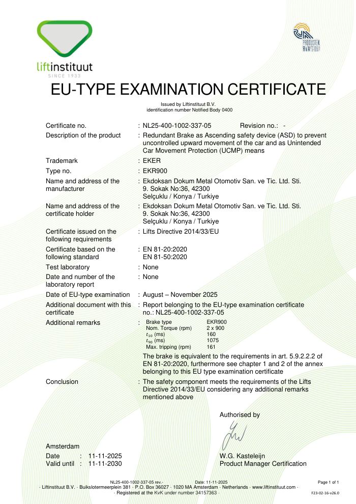 EU-Type Examination Certificate - EKR900